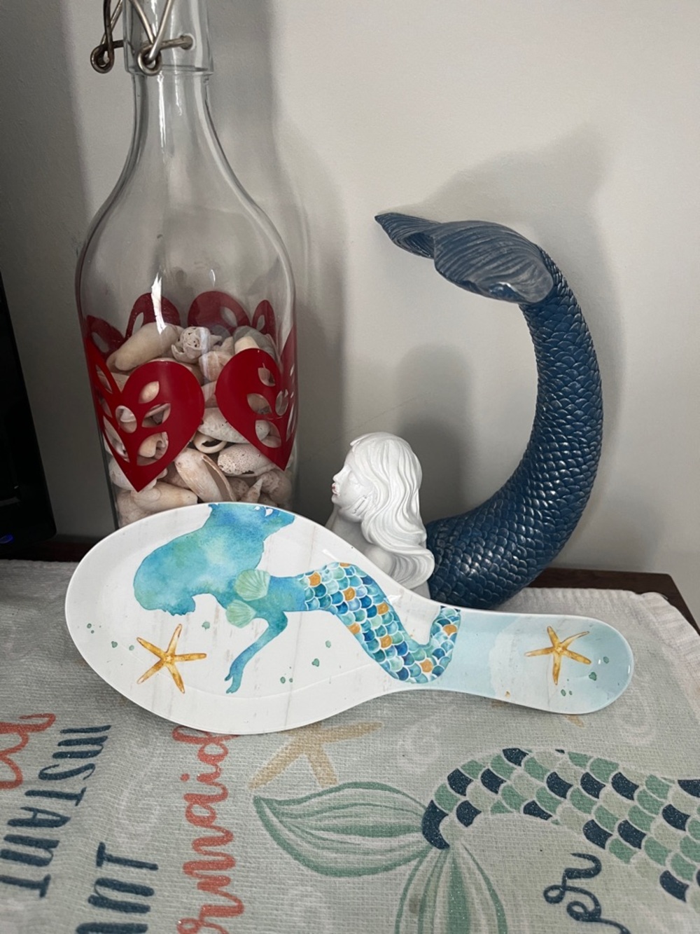 Mermaid Acrylic Spoon Rest Decor - Blue & Teal